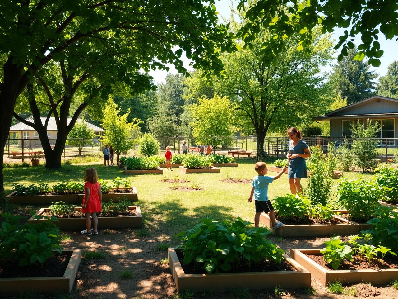 Área verde com horta da escola