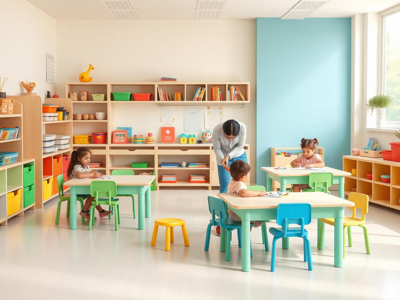Sala de aula organizada e iluminada